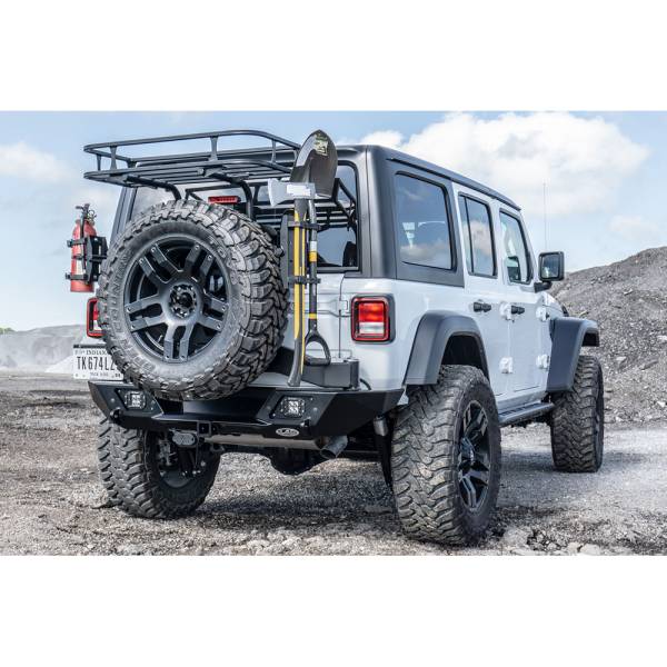 LOD Offroad - LOD Offroad JBC1801 Destroyer Shorty Rear Bumper with Tire Carrier for Jeep Wrangler JL 2018-2022 - Black Texture
