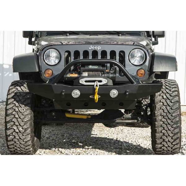 LOD Offroad - LOD Offroad JFB0713 Destroyer Mid Width Winch Front Bumper with Bull Bar for Jeep Wrangler JK 2007-2018 - Black Texture