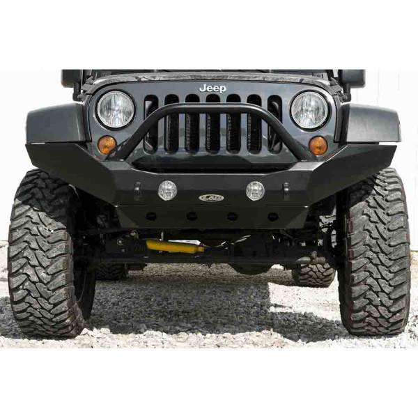 LOD Offroad - LOD Offroad JFB0723 Destroyer Full Width Winch Front Bumper with Bull Bar for Jeep Wrangler JK 2007-2018 - Black Texture