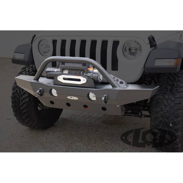LOD Offroad - LOD Offroad JFB1813 Destroyer Mid Width Winch Front Bumper with Bull Bar Guard for Jeep Wrangler JL/Gladiator JT 2018-2024 - Black Texture