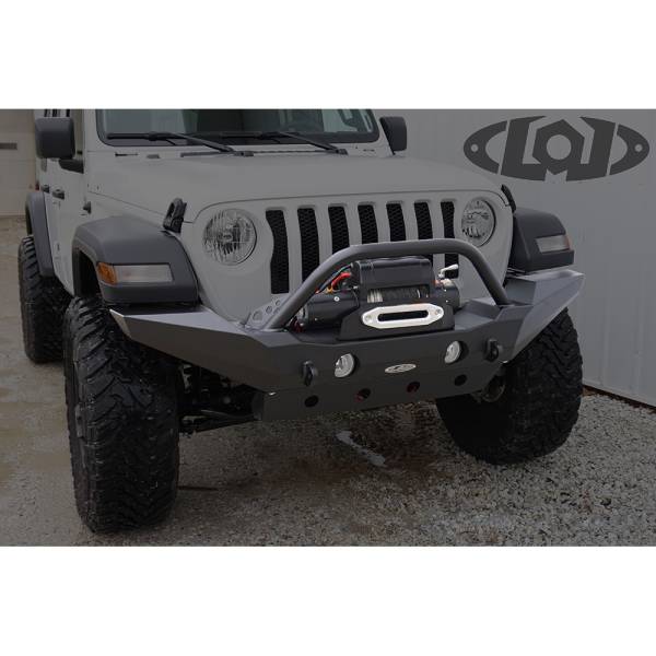 LOD Offroad - LOD Offroad JFB1822 Destroyer Full Width Winch Front Bumper with Bull Bar Guard for Jeep Wrangler JL/Gladiator JT 2018-2022 - Bare Steel