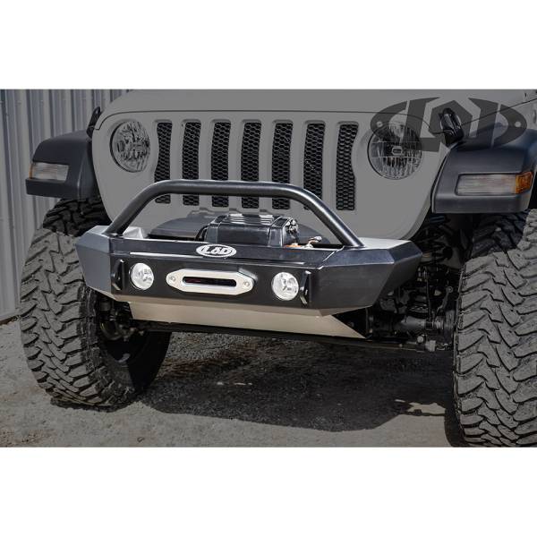 LOD Offroad - LOD Offroad JFB1831 Signature Shorty Winch Front Bumper for Jeep Wrangler JL/Gladiator JT 2018-2022 - Black Texture