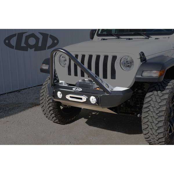 LOD Offroad - LOD Offroad JFB1860 Signature Shorty Winch Front Bumper with Stinger Guard for Jeep Wrangler JL/Gladiator JT 2018-2022 - Bare Steel