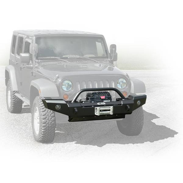 LOD Offroad - LOD Offroad JFB0753 Signature Full Width Winch Front Bumper with Bull Bar Tube Guard for Jeep Wrangler JK 2007-2018 - Black Texture