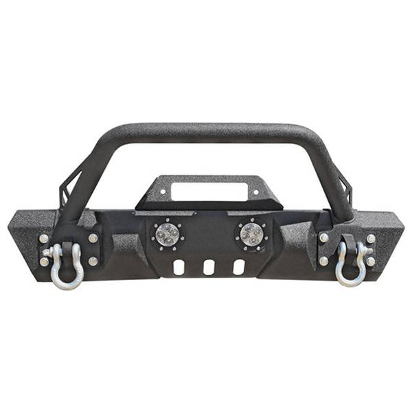 DV8 Offroad - DV8 Offroad FBSHTB-07 Mid Length Winch Front Bumper with LED Light Holes for Jeep Wrangler JK/JL 2007-2022