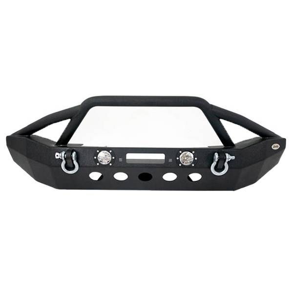 DV8 Offroad - DV8 Offroad FBSHTB-08 Mid Length Winch Front Bumper with LED Light Holes for Jeep Wrangler JK/JL 2007-2022