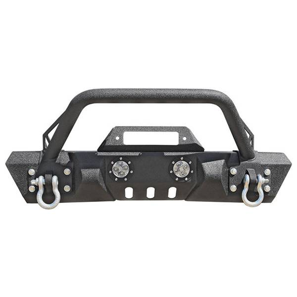 DV8 Offroad - DV8 Offroad FBSHTB-11 Mid Length Winch Front Bumper with LED Light Holes for Jeep Wrangler JK 2007-2018