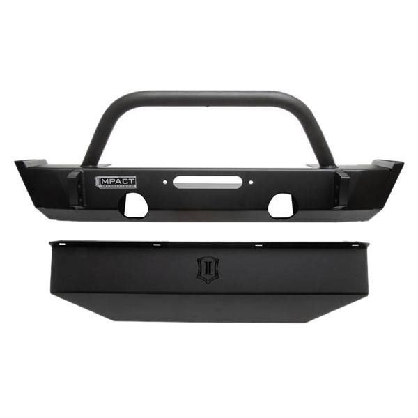 Icon Vehicle Dynamics - Icon 25150 Impact Series Front Bumper with Skid Plate for Jeep Gladiator JT 2020-2022