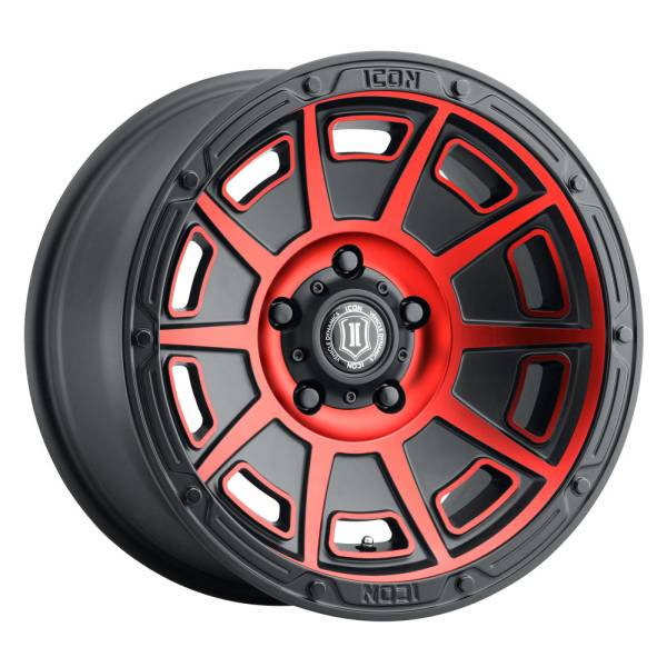 Icon Vehicle Dynamics - Icon 3017856350SBRT Victory 17" x 8.50" Wheel - Satin Black with Red Tint