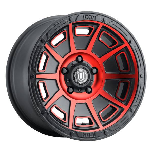Icon Vehicle Dynamics - Icon 3017856547SBRT Victory 17" x 8.50" Wheel - Satin Black with Red Tint