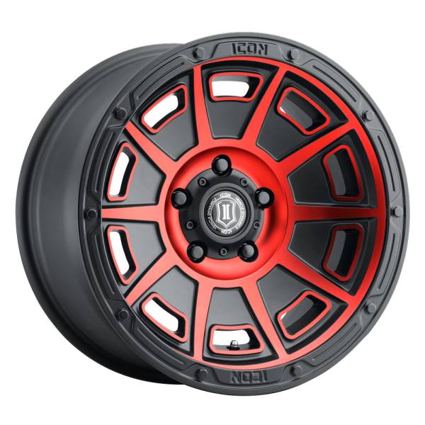 Icon Vehicle Dynamics - Icon 3017857345SBRT Victory 17" x 8.50" Wheel - Satin Black with Red Tint