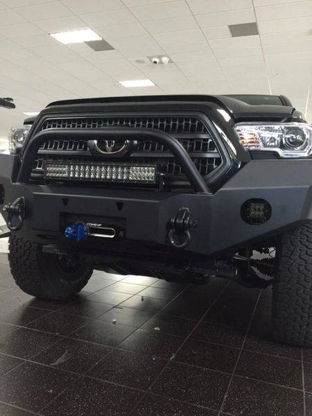 Expedition One - Expedition One TACO16+-FB-H-BARE RangeMax Winch Front Bumper with Single Hoop for Toyota Tacoma 2016-2023 - Bare Steel