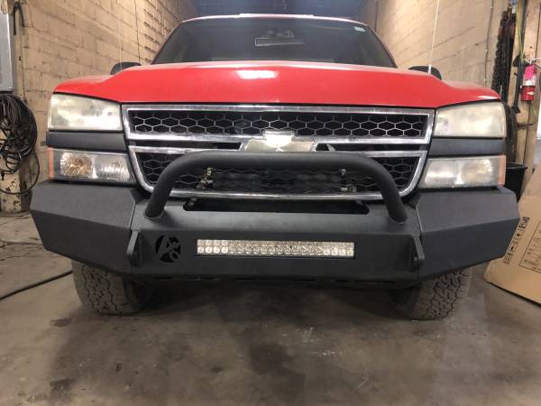 Affordable Offroad - Affordable Offroad Chevy1500FrontNW-B Modular Non-Winch Front Bumper with Light Cutouts and Lights for Chevy Silverado 1500 2003-2006 - Black Powder Coat