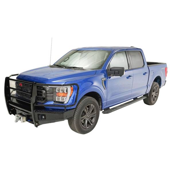 Fab Fours - Fab Fours FF21-K5060-1 Black Steel Front Bumper with Full Guard for Ford F-150 2021-2023