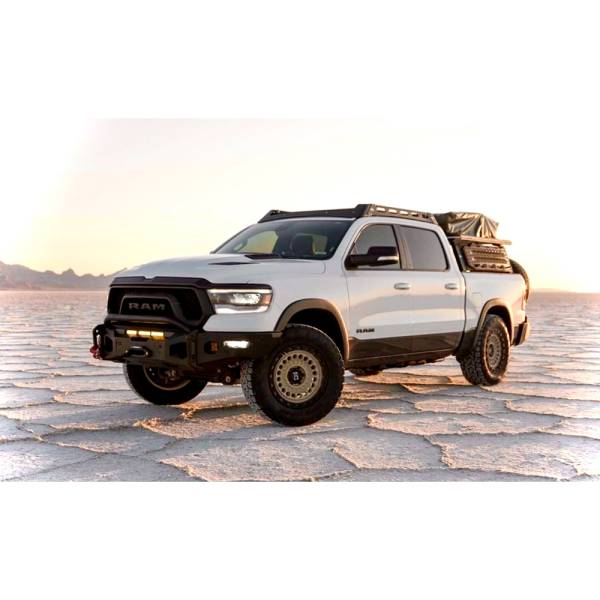 Expedition One - Expedition One RAM1500-19+FB-BB-BARE Front Bumper with Wraparound Bull Bar Hoop for Dodge Ram 1500 2019-2023 - Bare Steel