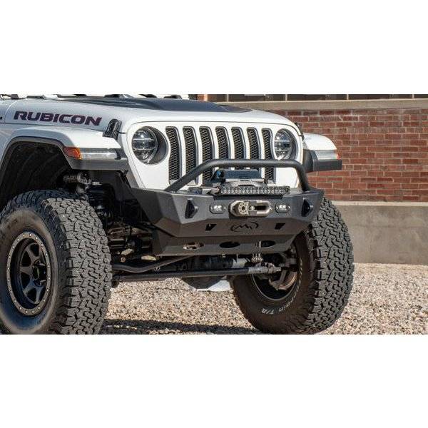 Expedition One - Expedition One JEEP-JKJLG-TS2-STUBBY-FB-H-PC Trail Series 2 Stubby Front Bumper with Single Hoop for Jeep 2012-2023 - Textured Black Powder Coat