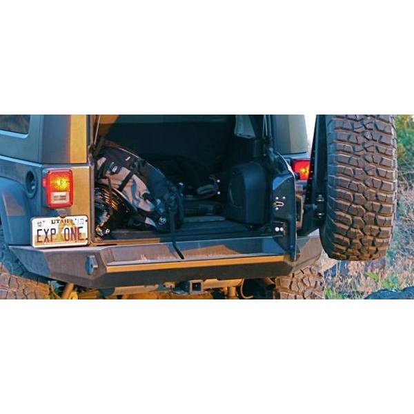 Expedition One - Expedition One JK-CTS-RB-STC-BARE Classic Trail Series Rear Bumper with Smooth Motion Tire Carrier System for Jeep Wrangler JK 2007-2018 - Bare Steel
