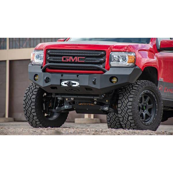 Expedition One - Expedition One GMC-CAN-15+FB-BB-PC Front Bumper with Wraparound Bull Bar Hoop for GMC Canyon 2015-2020 - Textured Black Powder Coat