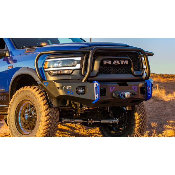 Expedition One - Expedition One RAM25/35-19+FB-BB-BARE RangeMax Ultra HD Front Bumper with Wraparound Bull Bar Hoop for Dodge Ram 2500/3500 2019-2022 - Bare Steel