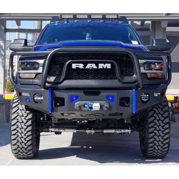 Expedition One - Expedition One RAM25/35-19+FB-H-PC RangeMax Ultra HD Front Bumper with Single Hoop for Dodge Ram 2500/3500 2019-2024 - Textured Black Powder Coat