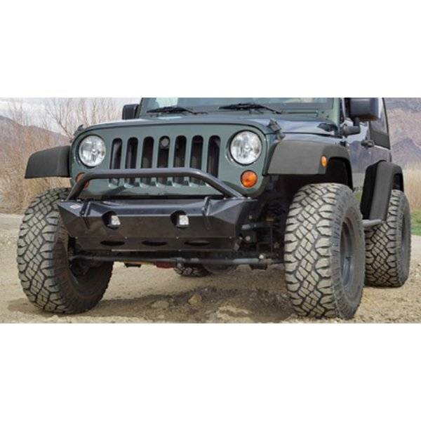 Expedition One - Expedition One MULE-FB-STUBBY-PC Mule Stubby Front Bumper for Jeep Wrangler JK 2007-2018 - Textured Black Powder Coat