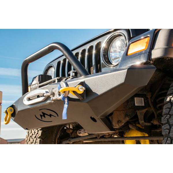 Expedition One - Expedition One TJ-FB-H-PC Trail Series Winch Front Bumper with Single Hoop for Jeep Wrangler TJ 1997-2006 - Textured Black Powder Coat