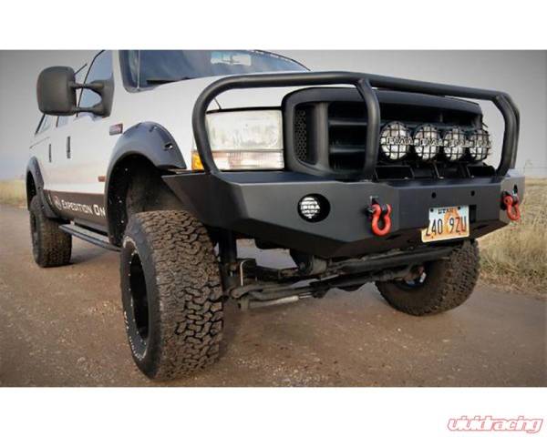 Expedition One - Expedition One FORDF250/250FB-BB-BARE Front Bumper with Wraparound Bull Bar Hoop for Ford F-250/F-350 1999-2004 - Bare Steel