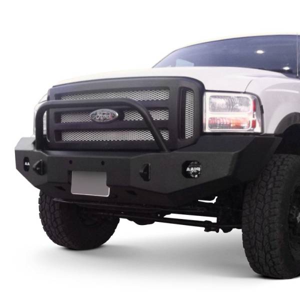 Expedition One - Expedition One FORDFB-F250/350-05-07 -H-PC Front Bumper with Single Hoop for Ford F-250/F-350 2005-2007 - Textured Black Powder Coat