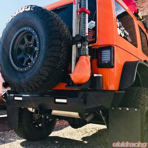 Expedition One - Expedition One JK-CCS-RB-SQ-BARE Classic Core Series Rear Bumper with Rectangular Light for Jeep Wrangler JK 2007-2018 - Bare Steel