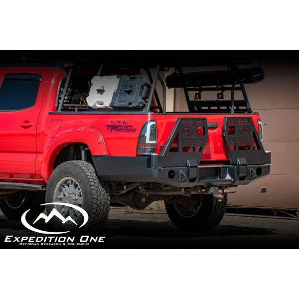 Expedition One - Expedition One TACO05-15-RB-DSTC-HC-BARE Rear Bumper with Dual Swing Out Tire Carrier for Toyota Tacoma 2005-2015 - Bare Steel