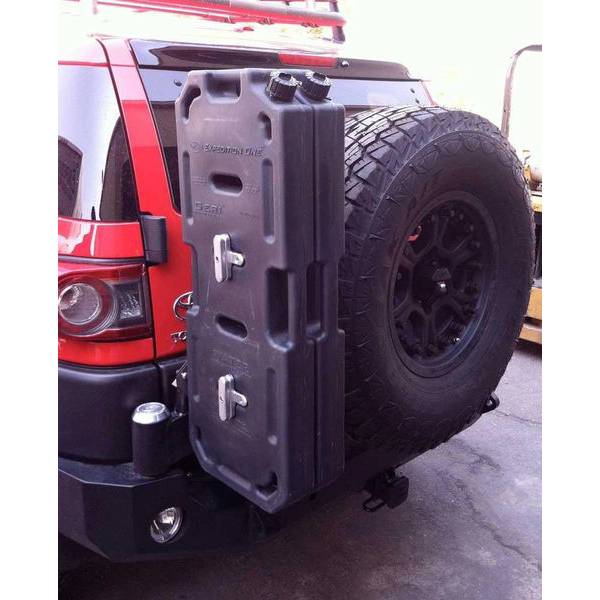 Expedition One - Expedition One GERI-MNT-DSTC-2CAN-KIT-PC Geri Mount Bracket for Flat Panel Fuel and Water Cans on Tire Carrier - Textured Black Powder Coat