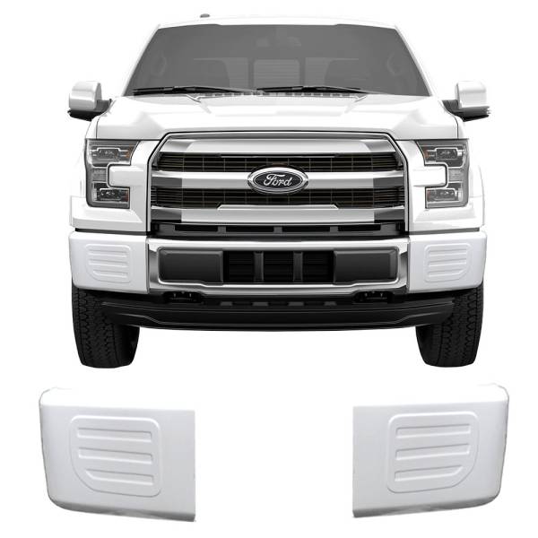 BumperShellz - BumperShellz DF0110 Front Delete Bumper Caps (Side Cover Only) for Ford F-150 2015-2017 - Gloss White