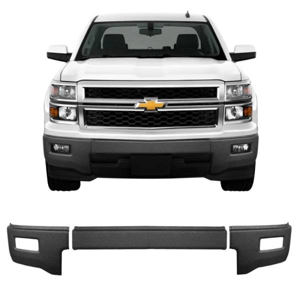 BumperShellz - BumperShellz BK0313 Front Bumper Covers and Overlays for Chevy Silverado 1500 2014-2015 - Armor Coated