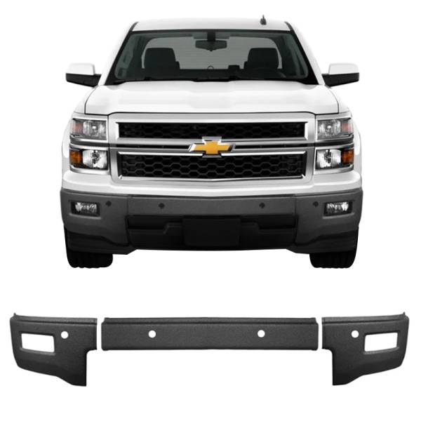 BumperShellz - BumperShellz BK0413 Front Bumper Covers and Overlays for Chevy Silverado 1500 2014-2015 - Armor Coated