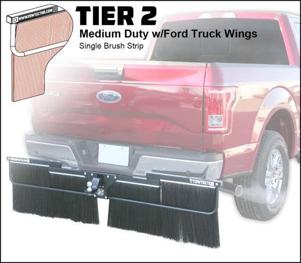 Towtector - Towtector 27816-T2FT Tier 2 78" x 16" Medium Duty Single Brush Strip with 2" Hitch and Ford Truck Wings