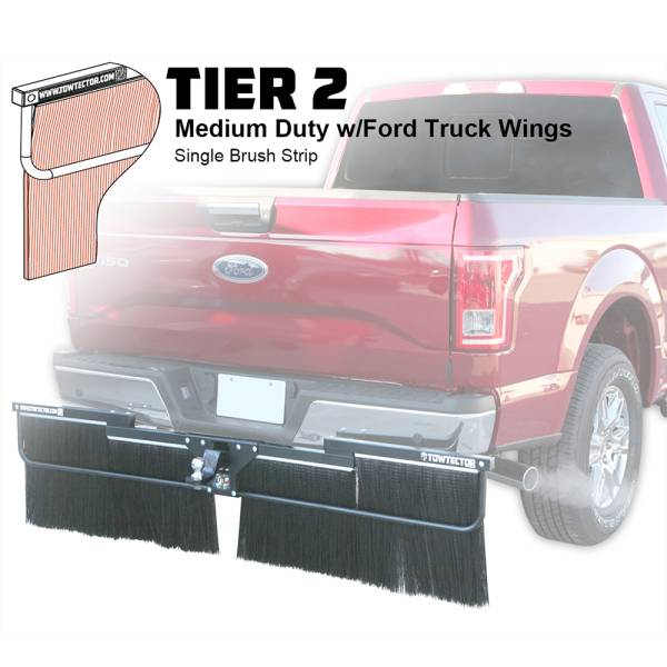 Towtector - Towtector 29627-T2FT Tier 2 96" x 26" Medium Duty Single Brush Strip with 2.5" Hitch and Ford Truck Wings
