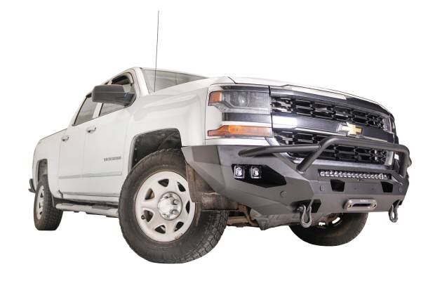 Fab Fours - Fab Fours CS16-X4852-B Matrix Front Bumper with Pre-Runner Guard for Chevy Silverado 1500 2016-2018 - Bare Steel