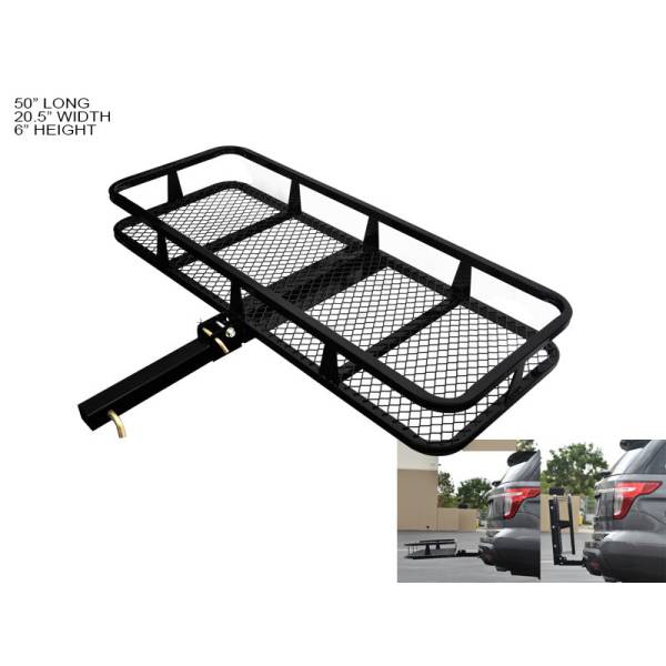 Armordillo - Armordillo 7167506 20" x 48" Basket Style Fold Up Trailer Hitch Cargo Carrier with 2" Hitch - Black