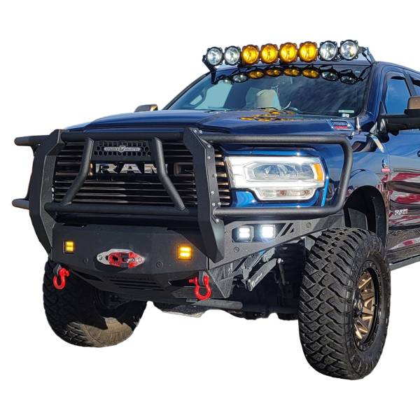 Chassis Unlimited - Chassis Unlimited CUB940322BG Octane Series Winch Front Bumper with Sensor Cutouts and Grille Guard for Dodge Ram 2500/3500 2019-2023