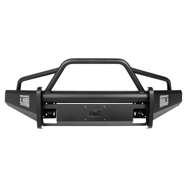 Fab Fours - Fab Fours TT07-R1862-1 Black Steel Elite Smooth Front Bumper with Pre-Runner Guard for Toyota Tundra 2007-2013