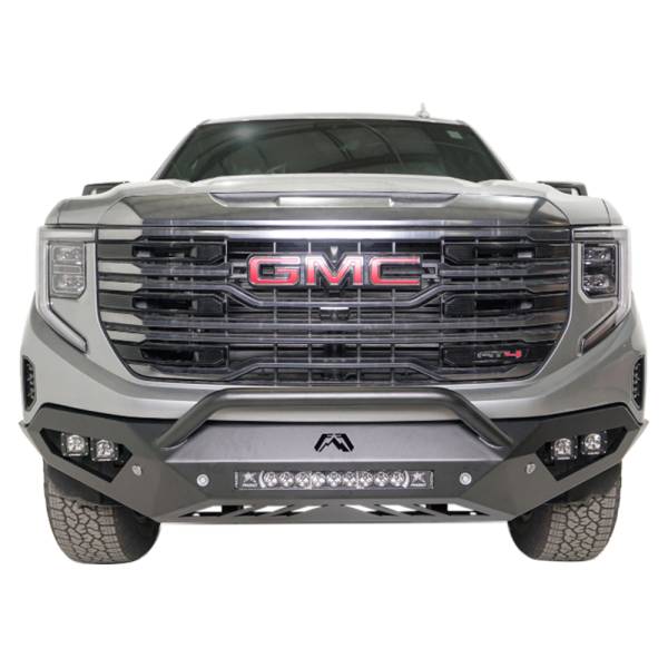Fab Fours - Fab Fours GS23-D5852-B Vengeance Series Front Bumper with Pre-Runner Guard Bare and Sensor Holes for GMC Sierra 1500 2022-2023