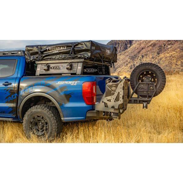 Expedition One - Expedition One FORDRNGR-2019+-RB-DSTC-PC RangeMax Rear Bumper with Dual Swing Out Tire Carrier for Ford Ranger 2019-2022 - Textured Black Powder Coat