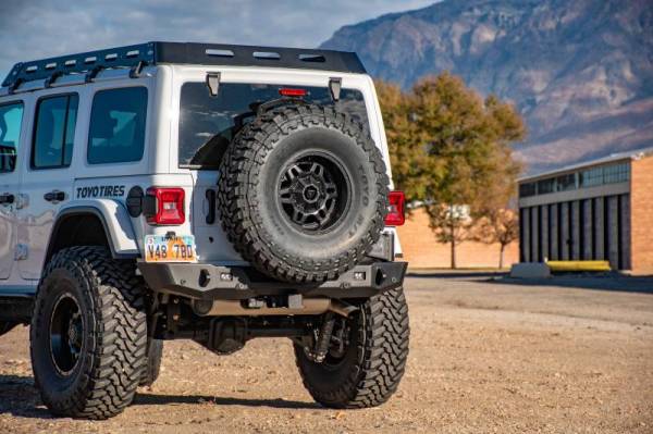 Expedition One - Expedition One JL18-CS2-RB-STC-BARE Core Series 2 Rear Bumper with Smooth Motion Tire Carrier System for Jeep Wrangler JL 2018-2024 - Bare Steel