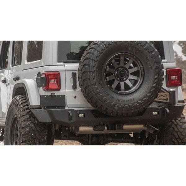 Expedition One - Expedition One JL18-TS2-RB-STC-BARE Trail Series 2 Rear Bumper with Smooth Motion Tire Carrier System for Jeep Wrangler JL 2018-2024 - Bare Steel