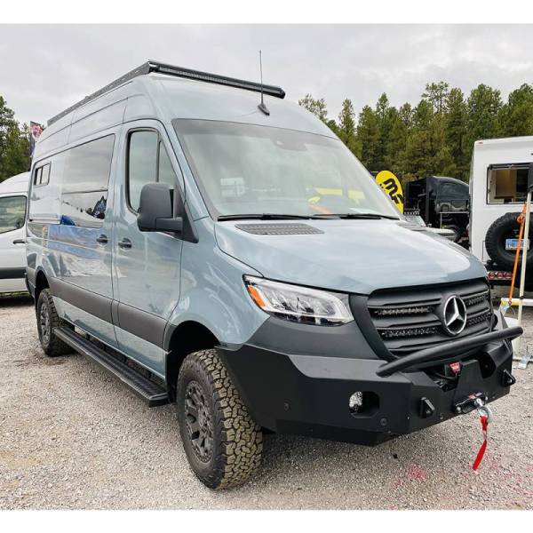 Expedition One - Expedition One SPR-19+-FB-H-BARE Front Bumper with Single Hoop for Mercedes-Benz Sprinter 2019-2022 - Bare Steel