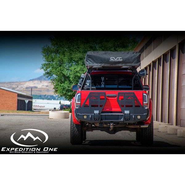 Expedition One - Expedition One TACO05-15-RB-DSTC-BARE Rear Bumper with Dual Swing Out Tire Carrier for Toyota Tacoma 2005-2015 - Bare Steel