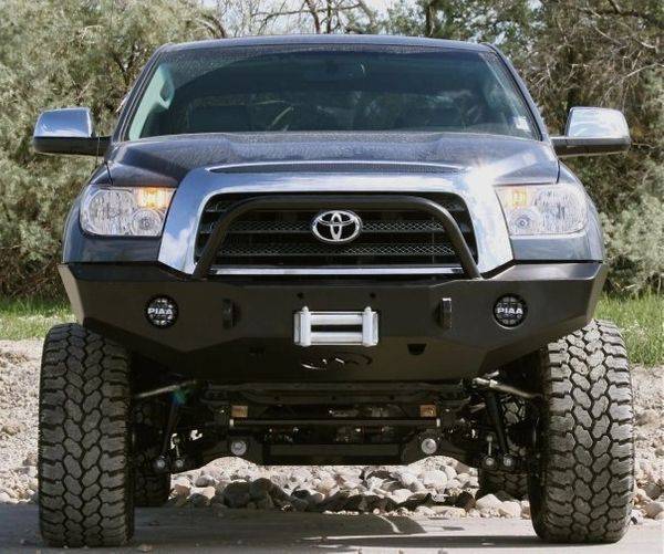 Expedition One - Expedition One TT07-13-FB-H-BARE RangeMax Winch Front Bumper with Hoop for Toyota Tundra 2007-2013 - Bare Steel