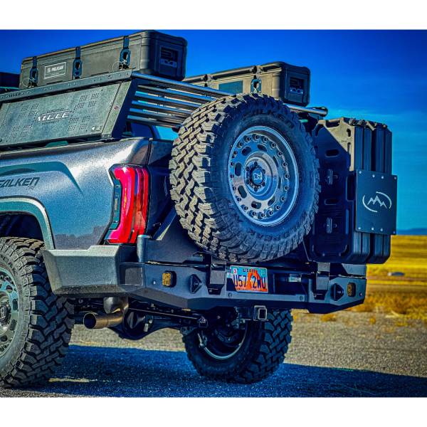Expedition One - Expedition One TT22+RB-DSTC-BARE Rear Bumper with Dual Swing Tire Carrier for Toyota Tundra 2022-2024 - Bare Metal