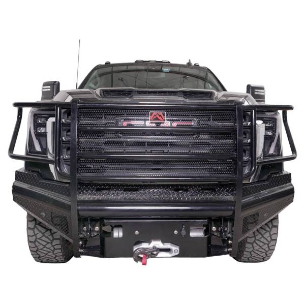 Fab Fours - Fab Fours GM24-S6260-1 Black Steel Front Bumper with Full Grille Guard for GMC Sierra 2500/3500 2024