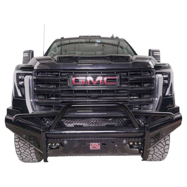 Fab Fours - Fab Fours GM24-S6262-1 Black Steel Front Bumper with Pre-Runner Guard for GMC Sierra 2500/3500 2024